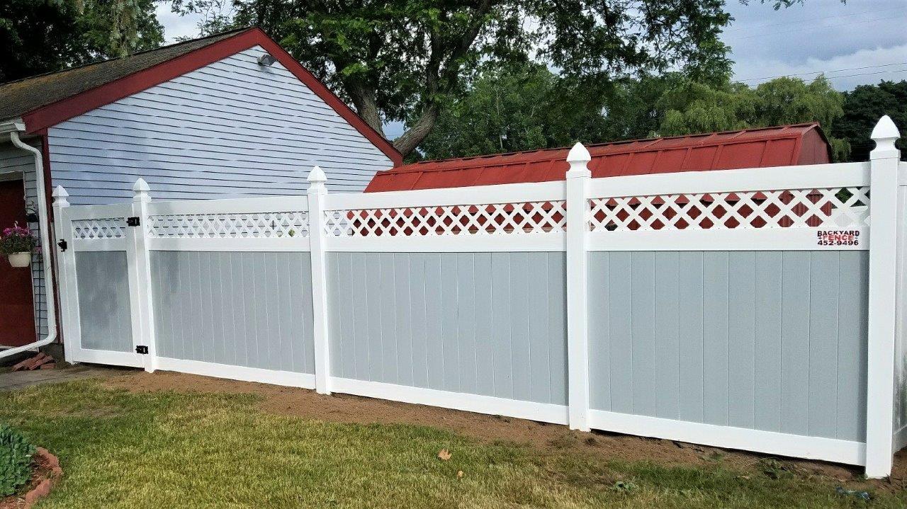 6’ PVC Lattice Top WHITE with GRAY INFILL (Gothic Caps)